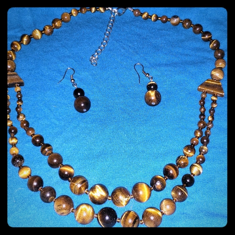 Tiger Eye Necklace and earring set